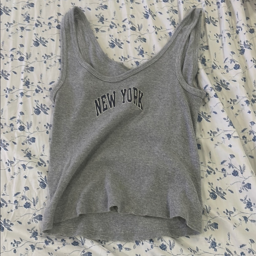 Brandy Melville Gray Tank Top with Ribbed Texture